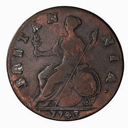 Coin - Halfpenny, George II, Great Britain, 1743 (Reverse)