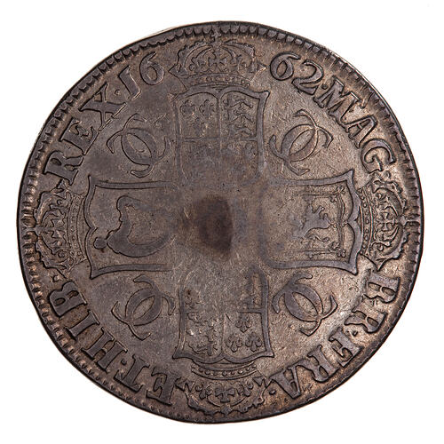 Coin - Crown, Charles II, Great Britain, 1662 (Reverse)