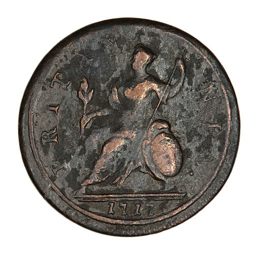 Coin - Halfpenny, George I, Great Britain, 1717 (Reverse)