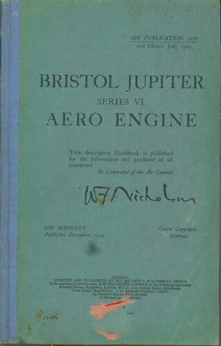 Green front cover of bound Aero Engines manual