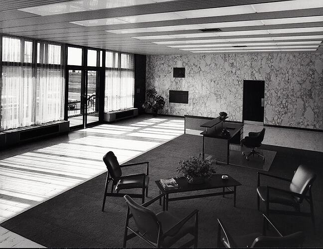 Photograph - Kodak Australasia Pty Ltd, Reception Area in Building 8, Head Office & Sales & Marketing at the Kodak Factory, Coburg, 1965