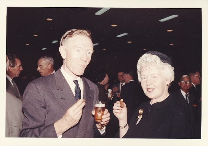 Photograph - Kodak Australasia Pty Ltd, Dr. Neil Lewis & A Woman at the Reception of the Official Opening of the Kodak Factory, Coburg, 1961
