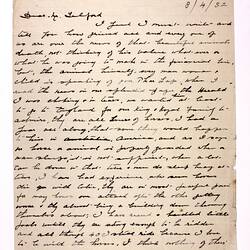Letter - Orr to Telford, Phar Lap's Death, 08 Apr 1932