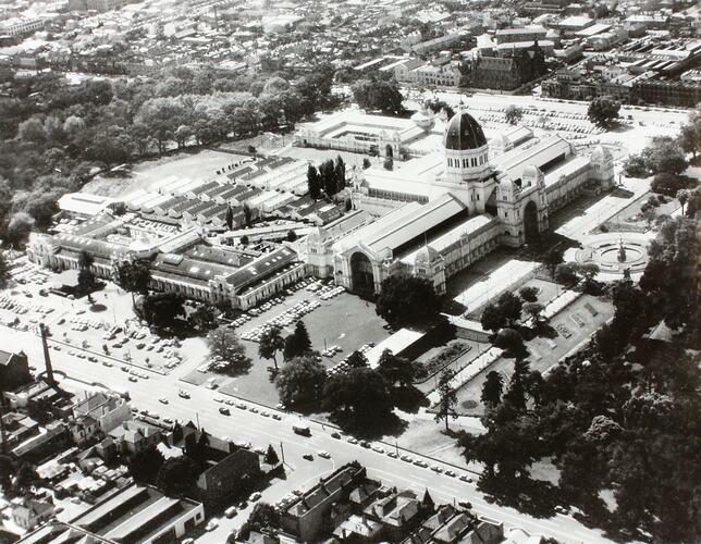 Photograph - Aerial View of the Exhibition Building from South West, Melbourne, 1956