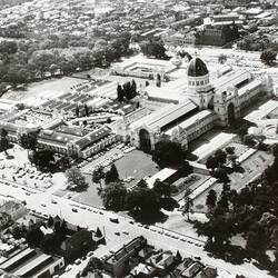 Photograph - Aerial View of the Exhibition Building from South West, Melbourne, 1956