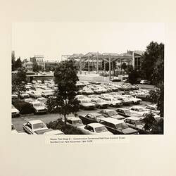 Photograph - Construction of Centennial Hall from Northern Car Park, Exhibition Building, Melbourne, 1979