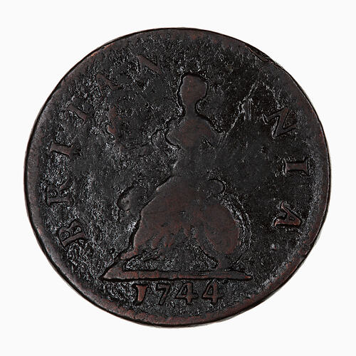 Coin - Farthing, George II, Great Britain, 1744 (Obverse)