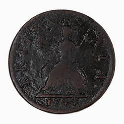 Coin - Farthing, George II, Great Britain, 1744 (Obverse)