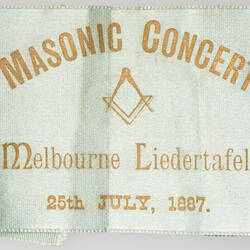 Ribbon, Masonic Concert, Melbourne Liedertafel, 1887