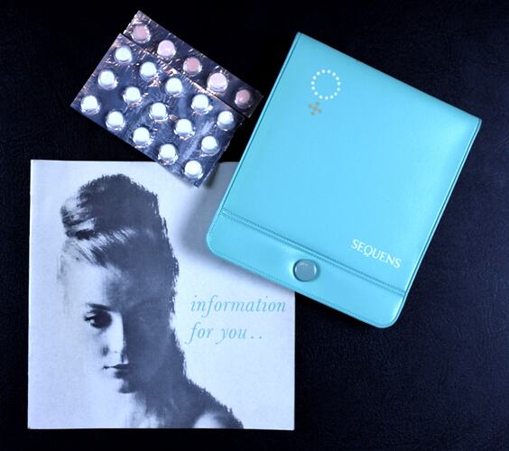 Blue information kit and pill pack.