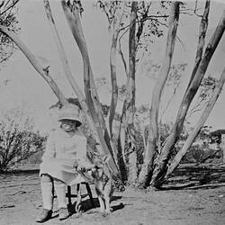 Negative - Ena Esson with Pet Joey, Annuello, Victoria, 1923