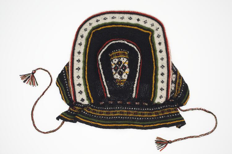 Another view of Aime Metsar's knitted hat with raised rim