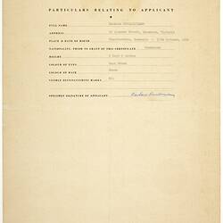 Naturalization Certificate - Issued to Barbara Condurateanu, Commonwealth of Australia, 1965