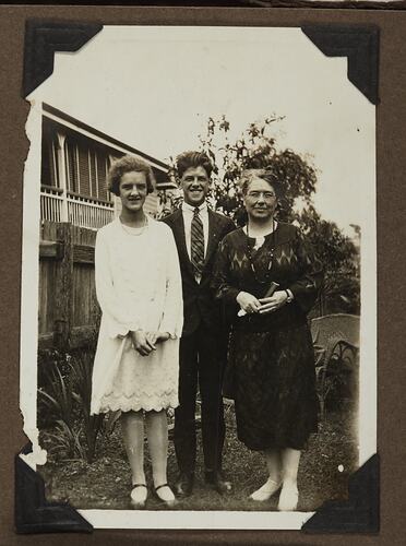 Mum, Geoff & Evelin in the Garden, England, Nov 1928