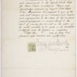 Contract - David Mitchell, Yorick Club Hotel, 15 Jul 1887