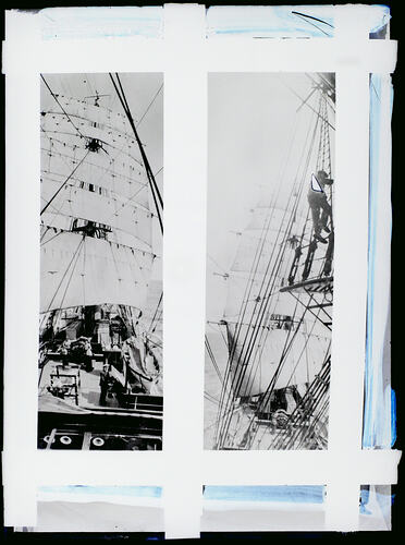 Glass Negative - 'A View From the Foreyard' On Board 'SY Discovery', Frank Hurley, Antarctica, 1929-1930