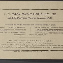 Booklet - H.V. McKay Massey Harris, Stump Jump Disc Plough Components, 1941
