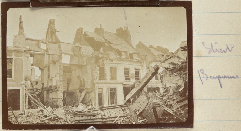 Street Ruins, Bapaume, France, Sergeant John Lord, World War I, 1917