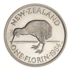 Proof Coin -  Florin (2 Shillings), New Zealand, 1964