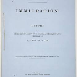 Parliamentary Paper - Immigration, Parliament of Victoria, Colony of Victoria