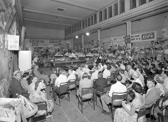 Walter Lindrum Billiard Demonstration, Exhibition Building Annexe, Carlton, Victoria, 1955