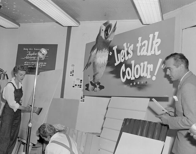 British Paints, Women Demonstrating Paint Products, Victoria, Feb 1954