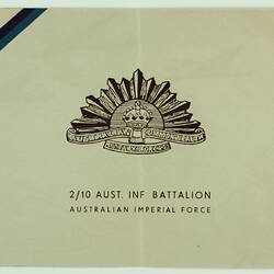 Christmas Card - 2/10 Aust. Inf Battalion, Leo Pollard, to Mr & Mrs Henry Malval, World War II, 1944