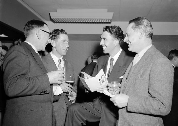 Amalgamated Television Services, Men at Broadcasting Launch Party, Australia, 1956