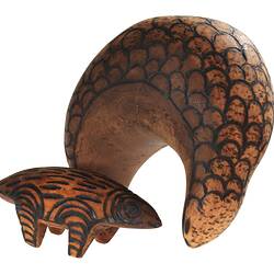 Carved wooden echidna.