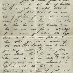 Single page with handwritten text, fold marks across and down centre.