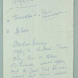 Note - Telephone Conversation with Immigration Department Officer, East Malvern, Victoria, 1980
