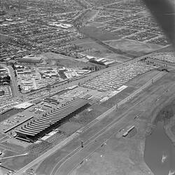 Negative - Aerial View of Sandown Racecourse & Surrounding Suburb, Springvale, Victoria, 27 Dec 1969