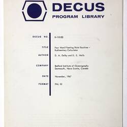 Program Library - DECUS, No 8-103 (B), 1967