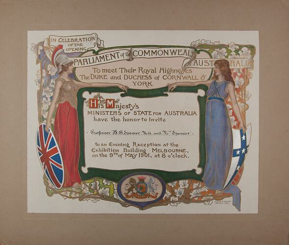 Invitation to the Opening of Federal Parliament, Melbourne, Victoria, 1901
