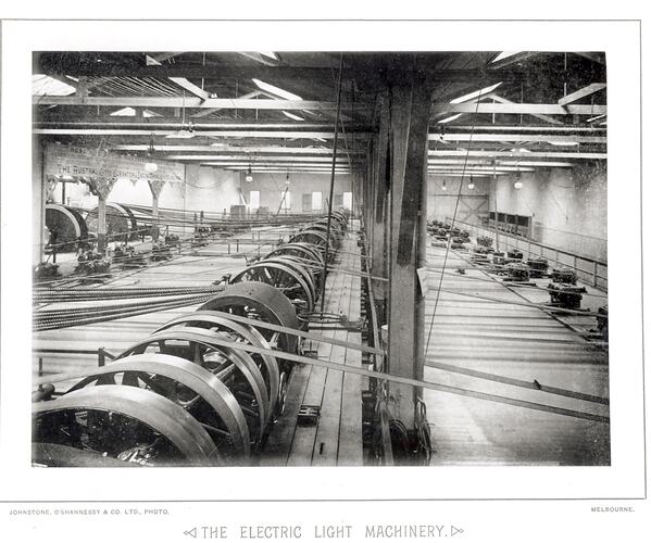 MM 105286, Photograph - 'The Electric Light Machinery' World Fairs Melbourne 1888-89 (ROYAL EXHIBITION BUILDING)