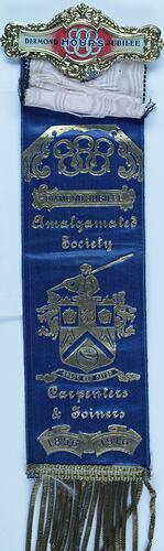 Ribbon - Eight Hour Day Diamond Jubilee, Amalgamated Society of Carpenters & Joiners, 1916