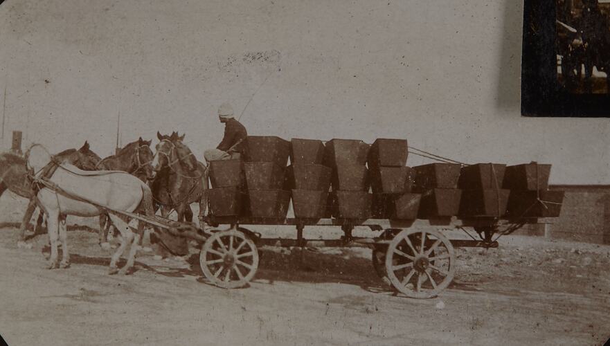 Coffins on Waggon for Recovered Bodies from Torpedoed Ship 'Persia', early 1916