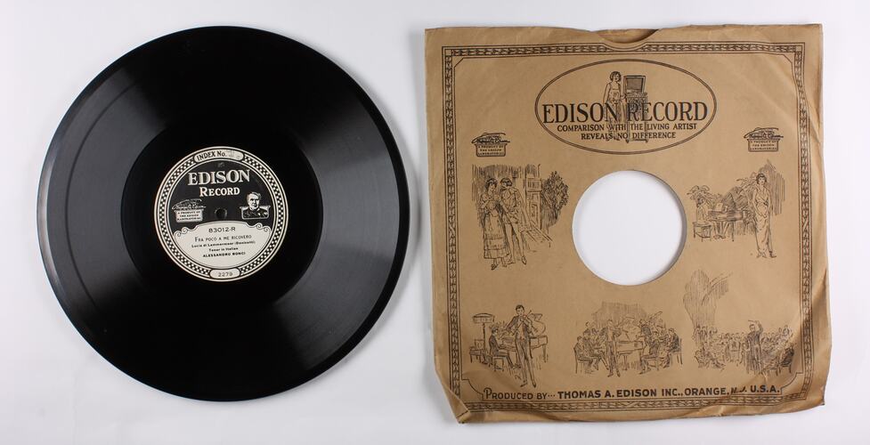 Disc Recording - Edison, Double-Sided, 'Explanatory Talk' & 'Fra Poco A Me Ricovero', 1919-1929