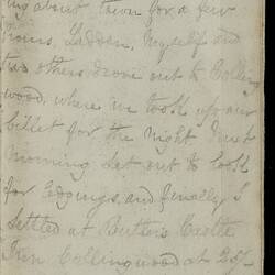 Open diary with handwritten text on discoloured worn page.