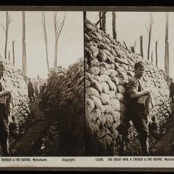 Stereograph - 'The Great War, a Trench in the Ravine, Wytschaete', 1914-1918