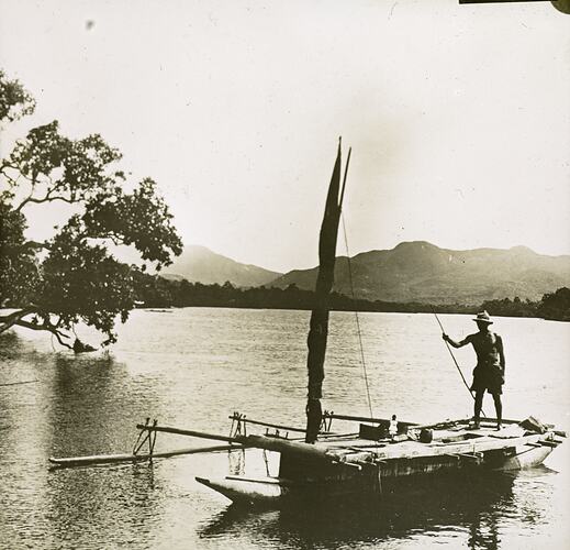 Man on Outrigger Canoe, circa 1930s