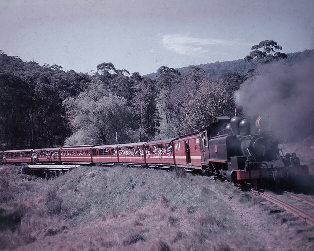 Colour transparency of a steam train.