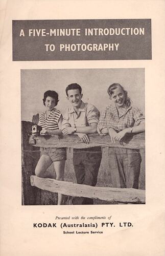 Booklet cover featuring photograph of three teenagers.