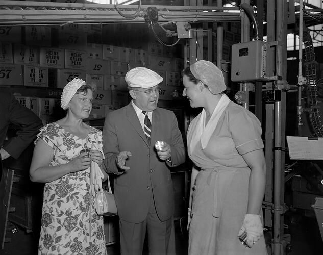 H.J. Heinz Company, Man & Woman on a Factory Tour, Dandenong, Victoria, 12 Jan 1960