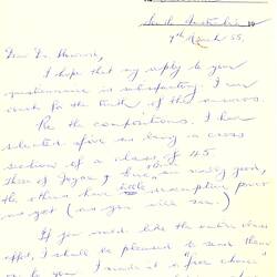 Letter - Andrew McLeay, Addressed to Dorothy Howard, Provision of Students' Game Descriptions, 9 Mar 1955