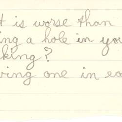 Document - Unidentified Author, Addressed to Dorothy Howard, Transcription of a Riddle, 1954-1955