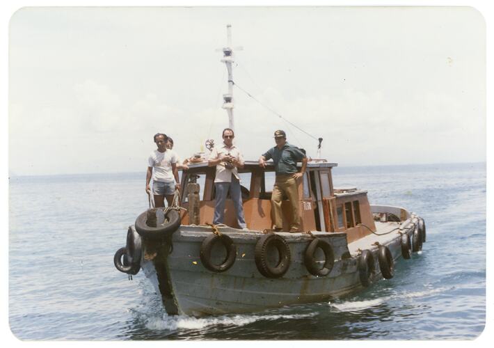 Malaysian Government Boat in Transit To Refugee Camp, Pulau Bidong, Malaysia, Apr 1981