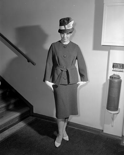 Ball & Welch Ltd, Woman Modelling a Skirt Suit, Melbourne, 29 Feb 1960