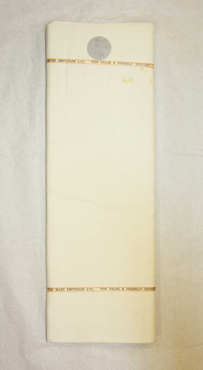 Sheet White Cotton, Myer Emporium, circa 1914