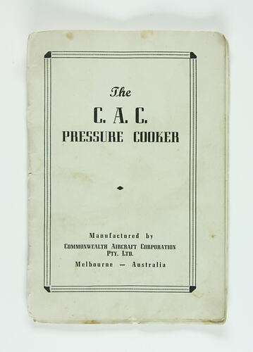 Front cover of printed booklet.